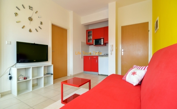 kitchen with dining and living area 